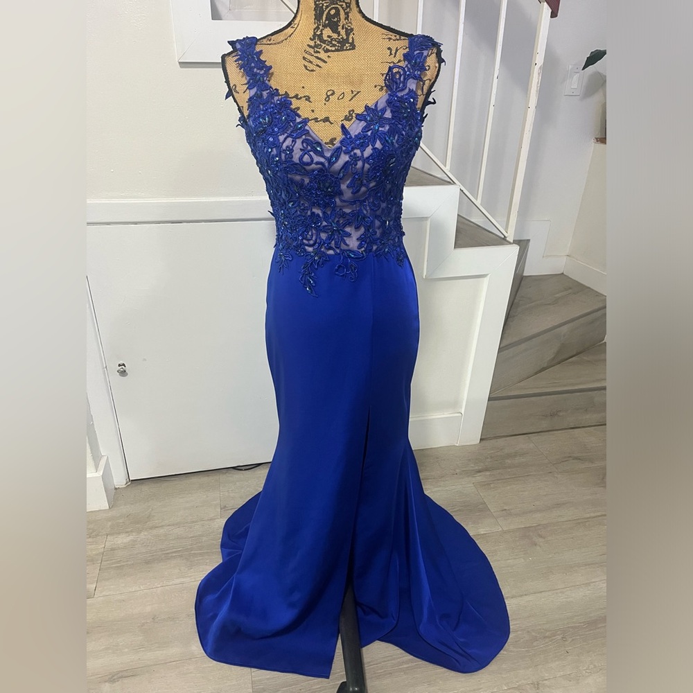 Royal Blue Lace Prom Dress
